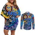 Personalised Cats AFL Celebrating 50 Years of Naidoc Couples Matching Off Shoulder Short Dress and Long Sleeve Button Shirt NAIDOC Week 2025 Aboriginal