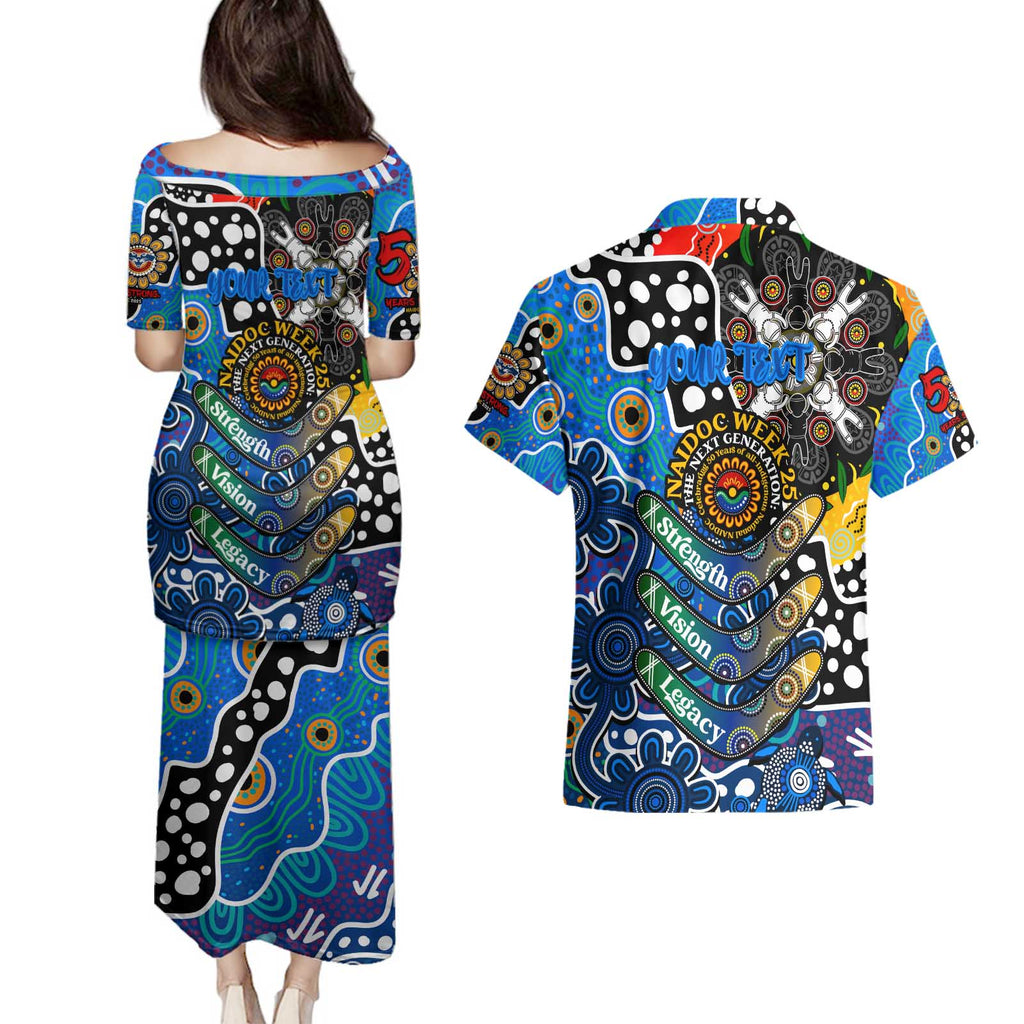 Personalised Cats AFL Celebrating 50 Years of Naidoc Couples Matching Puletasi and Hawaiian Shirt NAIDOC Week 2025 Aboriginal