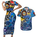 Personalised Cats AFL Celebrating 50 Years of Naidoc Couples Matching Short Sleeve Bodycon Dress and Hawaiian Shirt NAIDOC Week 2025 Aboriginal