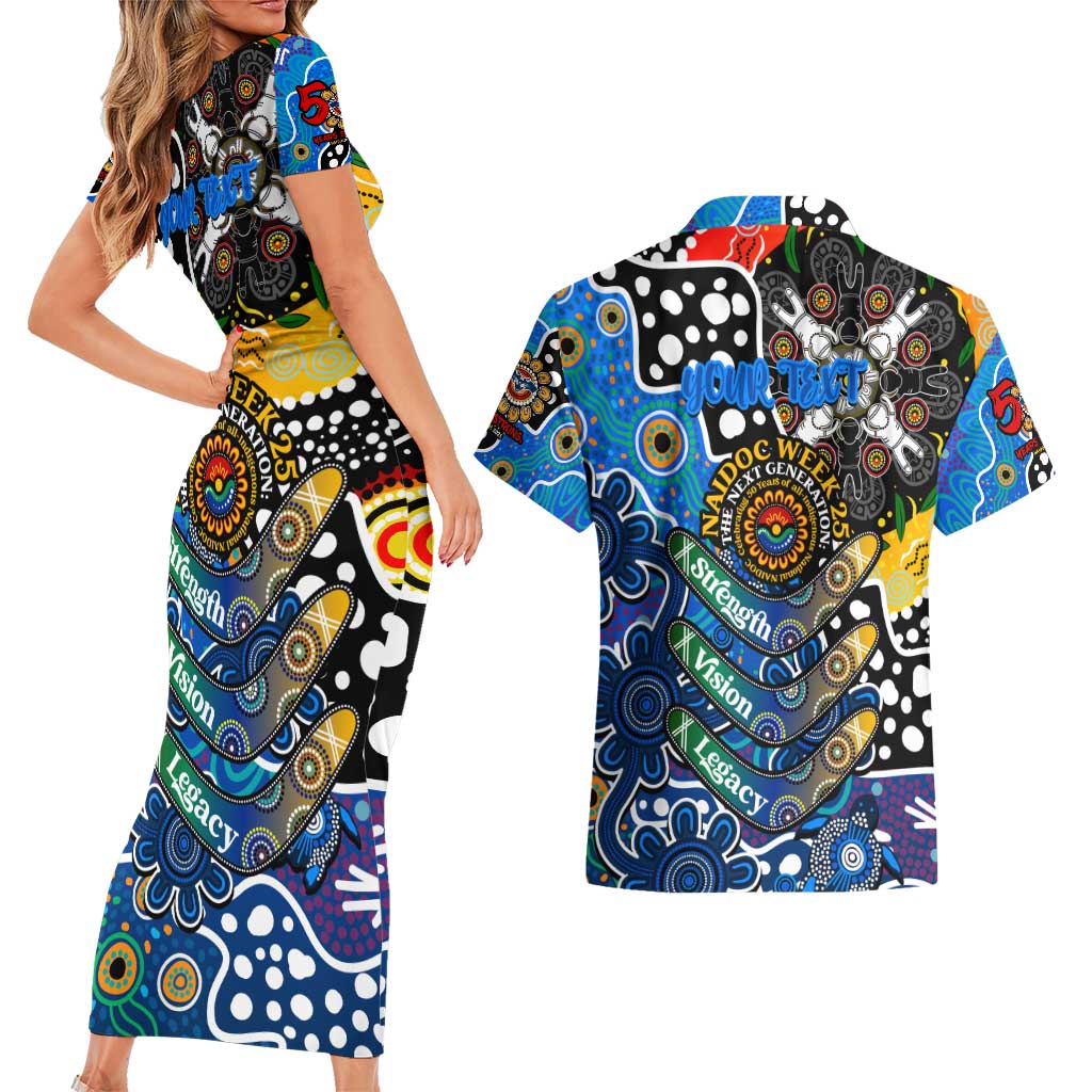 Personalised Cats AFL Celebrating 50 Years of Naidoc Couples Matching Short Sleeve Bodycon Dress and Hawaiian Shirt NAIDOC Week 2025 Aboriginal