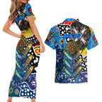 Personalised Cats AFL Celebrating 50 Years of Naidoc Couples Matching Short Sleeve Bodycon Dress and Hawaiian Shirt NAIDOC Week 2025 Aboriginal