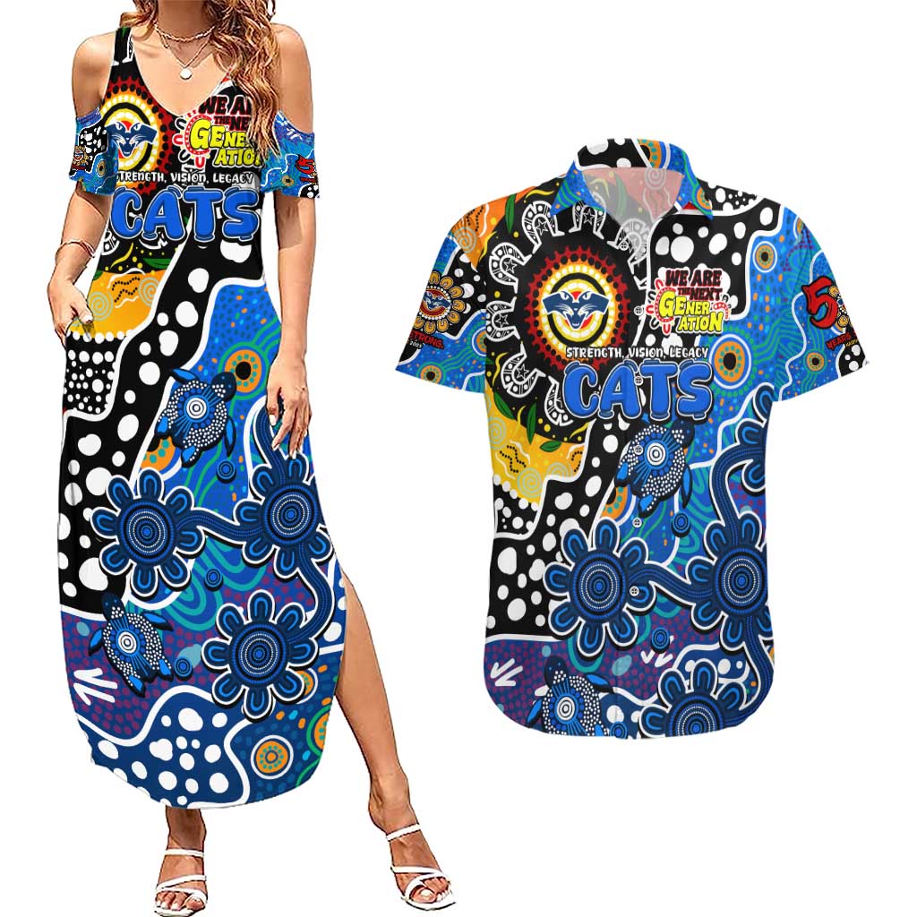 Personalised Cats AFL Celebrating 50 Years of Naidoc Couples Matching Summer Maxi Dress and Hawaiian Shirt NAIDOC Week 2025 Aboriginal