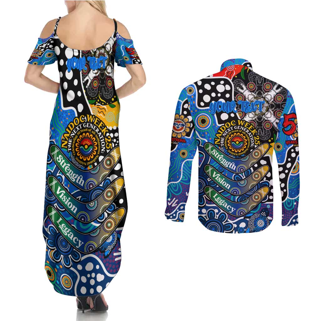 Personalised Cats AFL Celebrating 50 Years of Naidoc Couples Matching Summer Maxi Dress and Long Sleeve Button Shirt NAIDOC Week 2025 Aboriginal