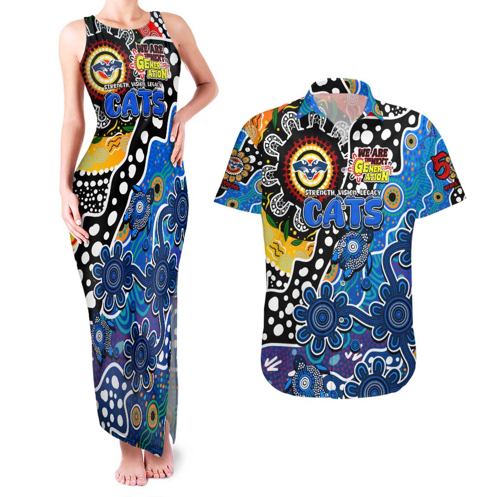Personalised Cats AFL Celebrating 50 Years of Naidoc Couples Matching Tank Maxi Dress and Hawaiian Shirt NAIDOC Week 2025 Aboriginal