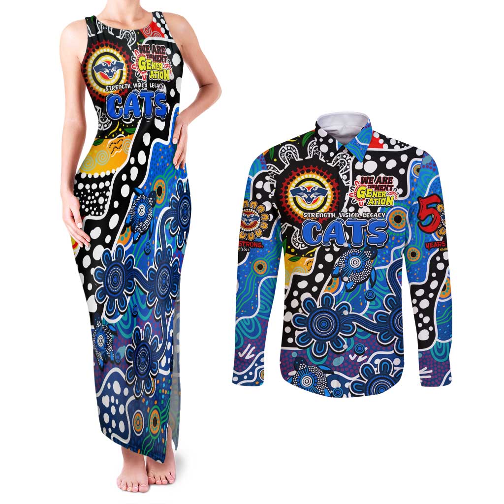 Personalised Cats AFL Celebrating 50 Years of Naidoc Couples Matching Tank Maxi Dress and Long Sleeve Button Shirt NAIDOC Week 2025 Aboriginal