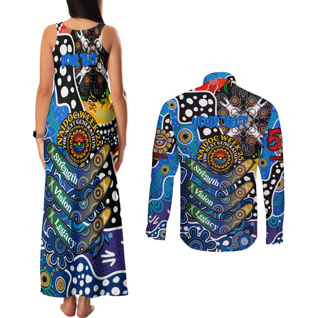 Personalised Cats AFL Celebrating 50 Years of Naidoc Couples Matching Tank Maxi Dress and Long Sleeve Button Shirt NAIDOC Week 2025 Aboriginal