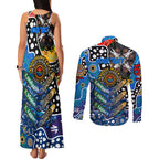 Personalised Cats AFL Celebrating 50 Years of Naidoc Couples Matching Tank Maxi Dress and Long Sleeve Button Shirt NAIDOC Week 2025 Aboriginal