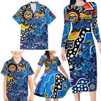 Personalised Cats AFL Celebrating 50 Years of Naidoc Family Matching Long Sleeve Bodycon Dress and Hawaiian Shirt NAIDOC Week 2025 Aboriginal