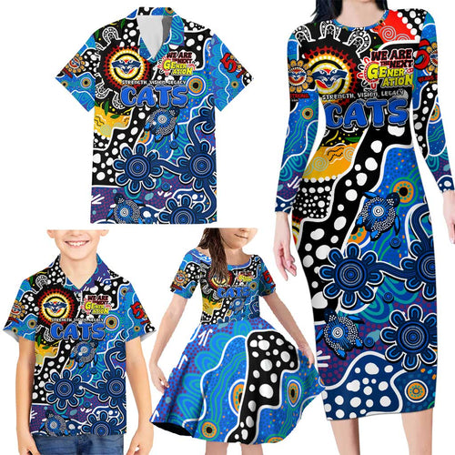 Personalised Cats AFL Celebrating 50 Years of Naidoc Family Matching Long Sleeve Bodycon Dress and Hawaiian Shirt NAIDOC Week 2025 Aboriginal