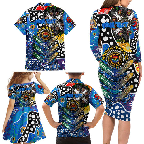 Personalised Cats AFL Celebrating 50 Years of Naidoc Family Matching Long Sleeve Bodycon Dress and Hawaiian Shirt NAIDOC Week 2025 Aboriginal