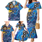 Personalised Cats AFL Celebrating 50 Years of Naidoc Family Matching Mermaid Dress and Hawaiian Shirt NAIDOC Week 2025 Aboriginal