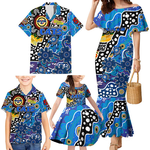 Personalised Cats AFL Celebrating 50 Years of Naidoc Family Matching Mermaid Dress and Hawaiian Shirt NAIDOC Week 2025 Aboriginal