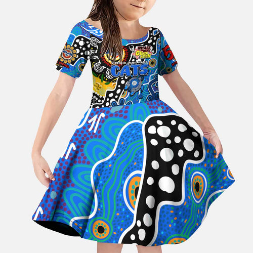 Personalised Cats AFL Celebrating 50 Years of Naidoc Family Matching Mermaid Dress and Hawaiian Shirt NAIDOC Week 2025 Aboriginal