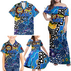 Personalised Cats AFL Celebrating 50 Years of Naidoc Family Matching Off Shoulder Maxi Dress and Hawaiian Shirt NAIDOC Week 2025 Aboriginal