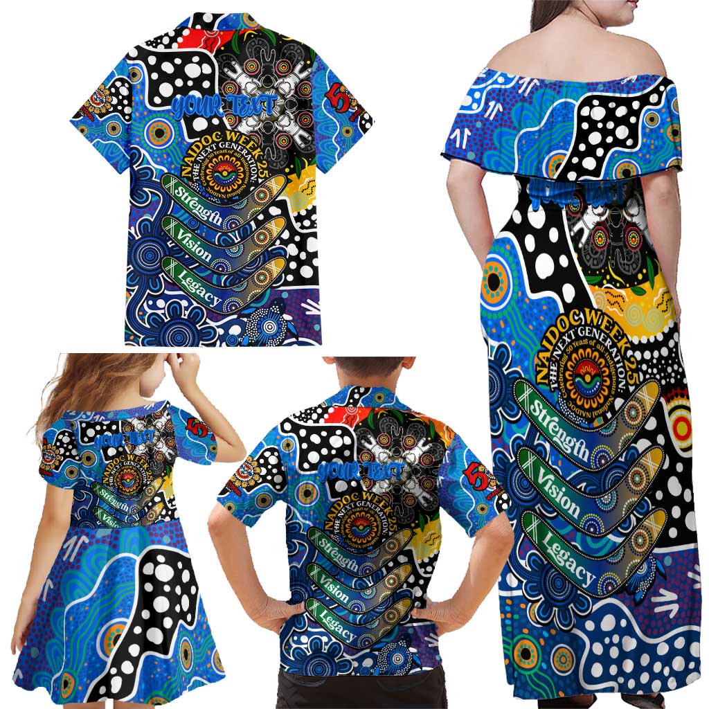 Personalised Cats AFL Celebrating 50 Years of Naidoc Family Matching Off Shoulder Maxi Dress and Hawaiian Shirt NAIDOC Week 2025 Aboriginal