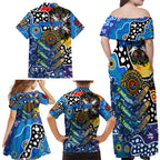 Personalised Cats AFL Celebrating 50 Years of Naidoc Family Matching Off Shoulder Maxi Dress and Hawaiian Shirt NAIDOC Week 2025 Aboriginal