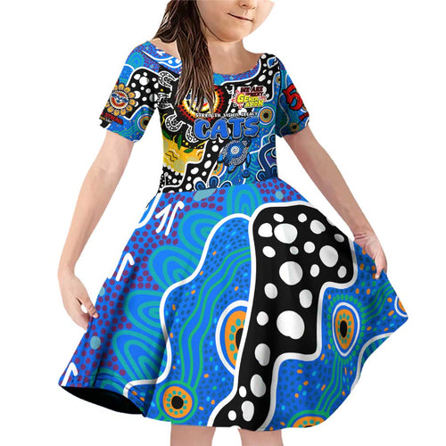 Personalised Cats AFL Celebrating 50 Years of Naidoc Family Matching Off Shoulder Short Dress and Hawaiian Shirt NAIDOC Week 2025 Aboriginal
