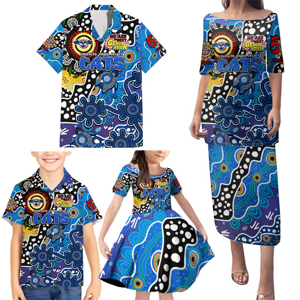 Personalised Cats AFL Celebrating 50 Years of Naidoc Family Matching Puletasi and Hawaiian Shirt NAIDOC Week 2025 Aboriginal