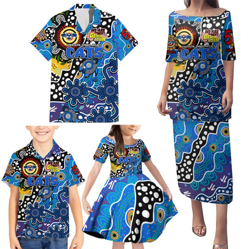Personalised Cats AFL Celebrating 50 Years of Naidoc Family Matching Puletasi and Hawaiian Shirt NAIDOC Week 2025 Aboriginal