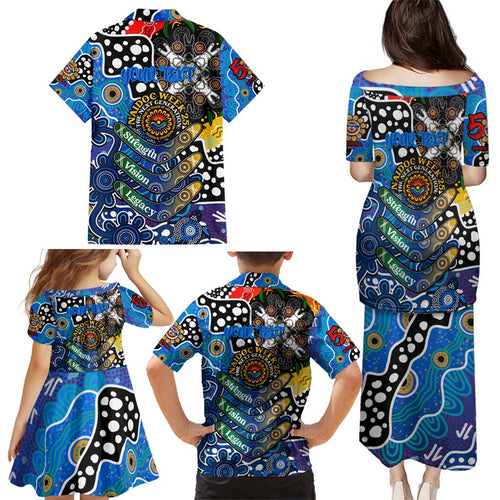 Personalised Cats AFL Celebrating 50 Years of Naidoc Family Matching Puletasi and Hawaiian Shirt NAIDOC Week 2025 Aboriginal