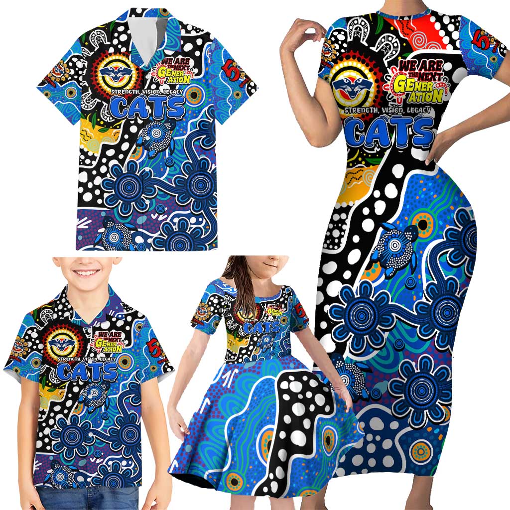 Personalised Cats AFL Celebrating 50 Years of Naidoc Family Matching Short Sleeve Bodycon Dress and Hawaiian Shirt NAIDOC Week 2025 Aboriginal