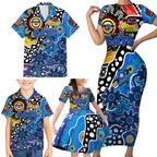 Personalised Cats AFL Celebrating 50 Years of Naidoc Family Matching Short Sleeve Bodycon Dress and Hawaiian Shirt NAIDOC Week 2025 Aboriginal