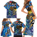 Personalised Cats AFL Celebrating 50 Years of Naidoc Family Matching Short Sleeve Bodycon Dress and Hawaiian Shirt NAIDOC Week 2025 Aboriginal