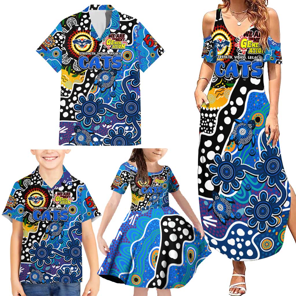 Personalised Cats AFL Celebrating 50 Years of Naidoc Family Matching Summer Maxi Dress and Hawaiian Shirt NAIDOC Week 2025 Aboriginal