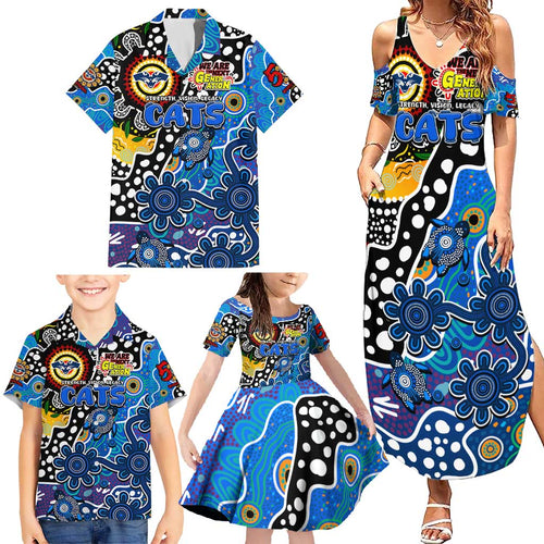 Personalised Cats AFL Celebrating 50 Years of Naidoc Family Matching Summer Maxi Dress and Hawaiian Shirt NAIDOC Week 2025 Aboriginal