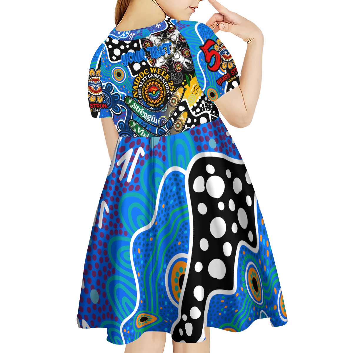 Personalised Cats AFL Celebrating 50 Years of Naidoc Kid Short Sleeve Dress NAIDOC Week 2025 Aboriginal