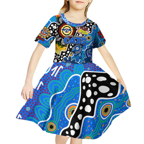 Personalised Cats AFL Celebrating 50 Years of Naidoc Kid Short Sleeve Dress NAIDOC Week 2025 Aboriginal