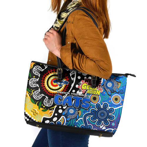 Cats AFL Celebrating 50 Years of Naidoc Leather Tote Bag NAIDOC Week 2025 Aboriginal