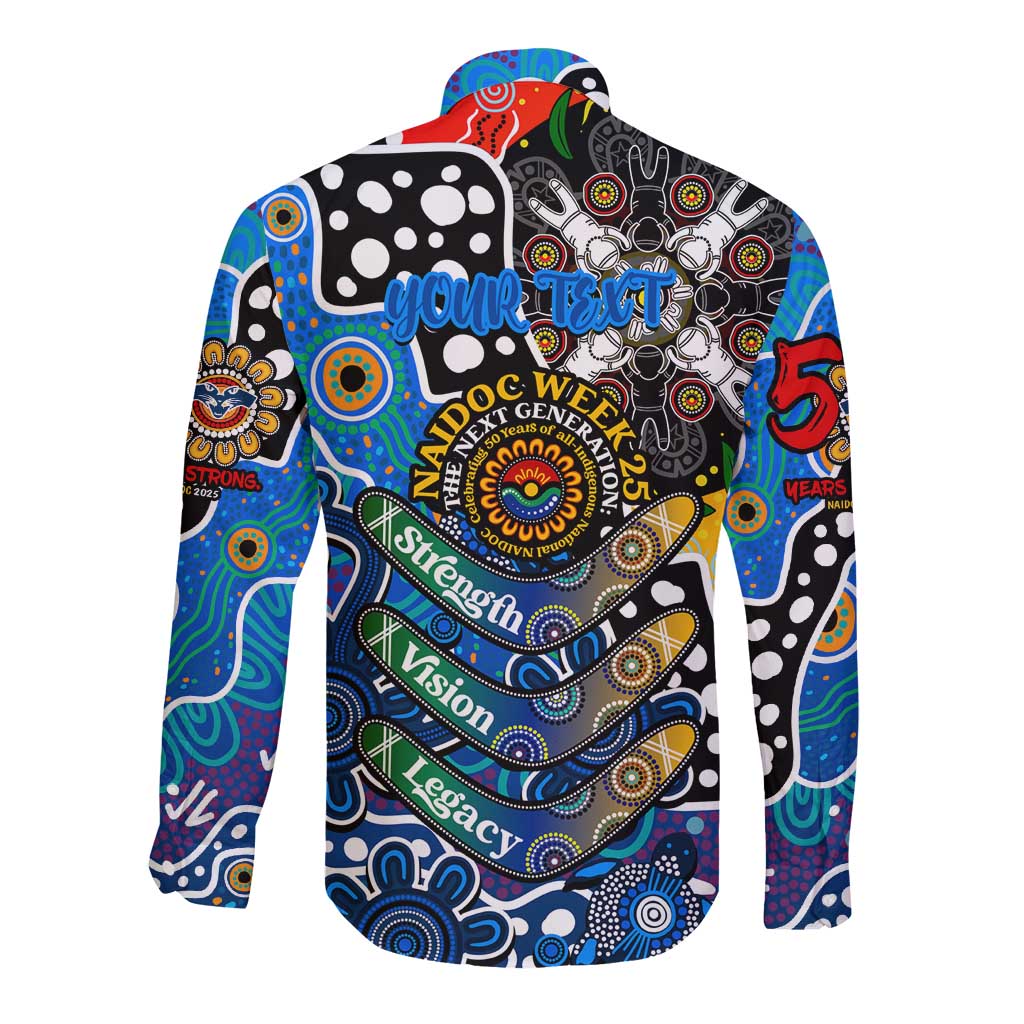 Personalised Cats AFL Celebrating 50 Years of Naidoc Long Sleeve Button Shirt NAIDOC Week 2025 Aboriginal