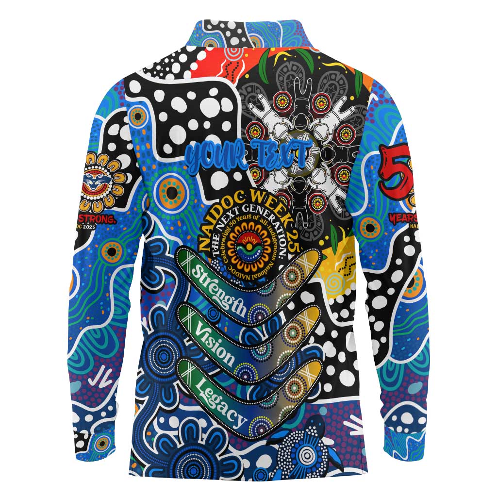 Personalised Cats AFL Celebrating 50 Years of Naidoc Long Sleeve Polo Shirt NAIDOC Week 2025 Aboriginal