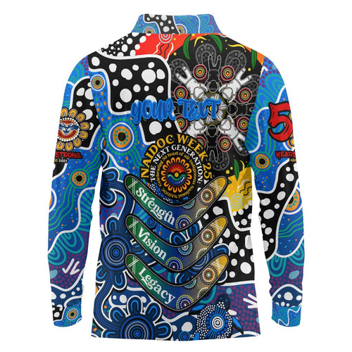 Personalised Cats AFL Celebrating 50 Years of Naidoc Long Sleeve Polo Shirt NAIDOC Week 2025 Aboriginal