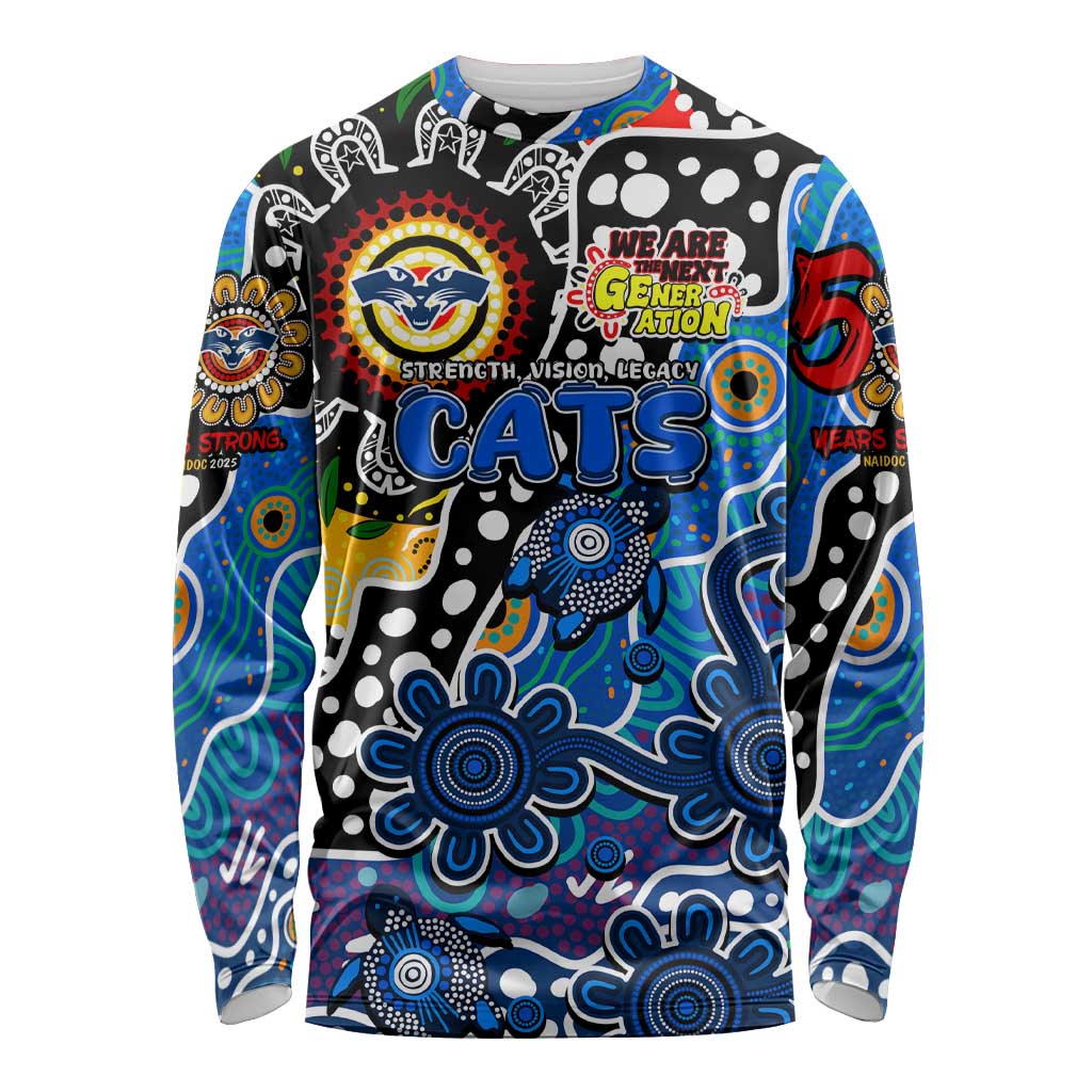 Personalised Cats AFL Celebrating 50 Years of Naidoc Long Sleeve Shirt NAIDOC Week 2025 Aboriginal