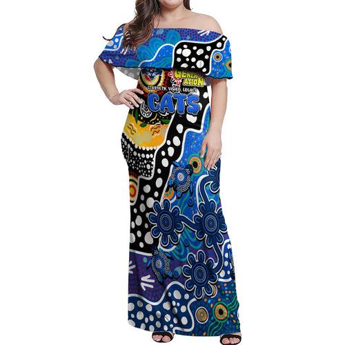 Personalised Cats AFL Celebrating 50 Years of Naidoc Off Shoulder Maxi Dress NAIDOC Week 2025 Aboriginal