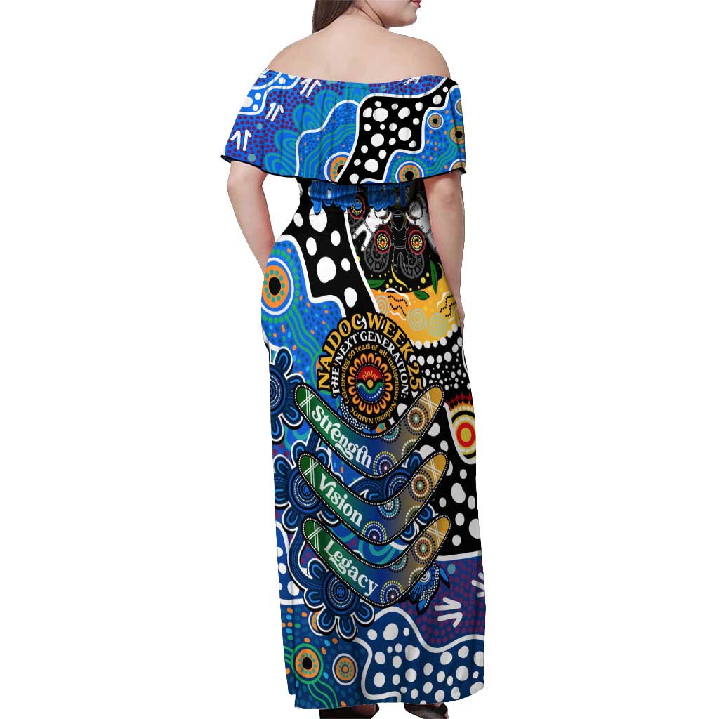 Personalised Cats AFL Celebrating 50 Years of Naidoc Off Shoulder Maxi Dress NAIDOC Week 2025 Aboriginal