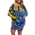 Personalised Cats AFL Celebrating 50 Years of Naidoc Off Shoulder Short Dress NAIDOC Week 2025 Aboriginal
