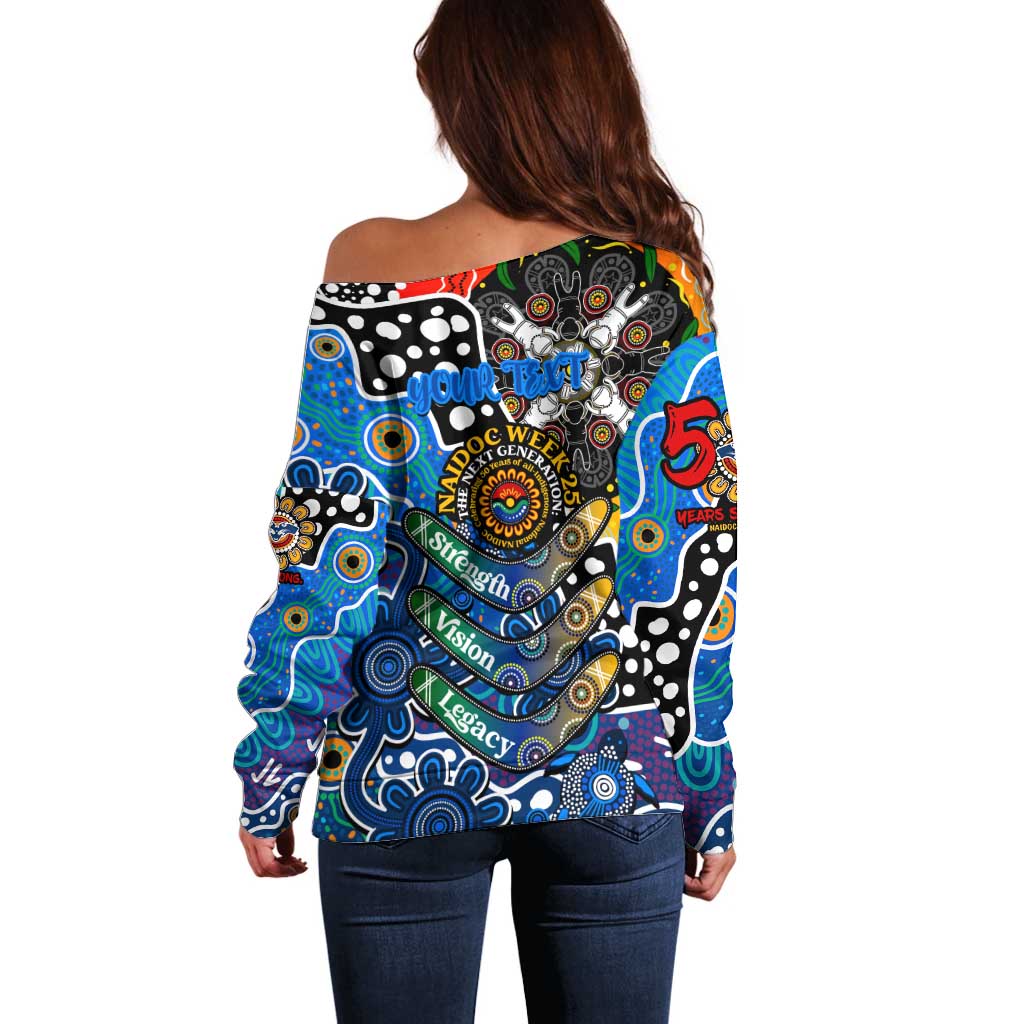 Personalised Cats AFL Celebrating 50 Years of Naidoc Off Shoulder Sweater NAIDOC Week 2025 Aboriginal