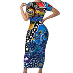 Personalised Cats AFL Celebrating 50 Years of Naidoc Short Sleeve Bodycon Dress NAIDOC Week 2025 Aboriginal