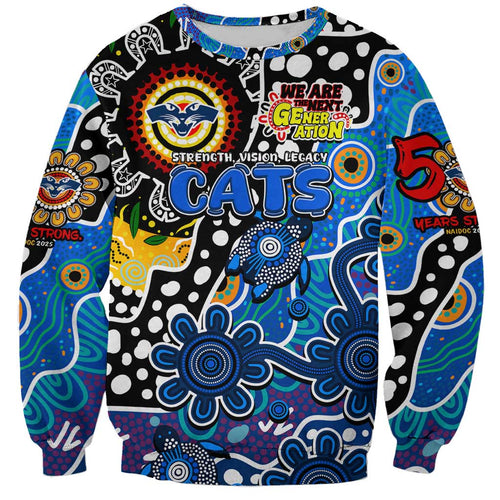 Personalised Cats AFL Celebrating 50 Years of Naidoc Sweatshirt NAIDOC Week 2025 Aboriginal