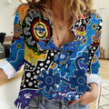 Personalised Cats AFL Celebrating 50 Years of Naidoc Women Casual Shirt NAIDOC Week 2025 Aboriginal