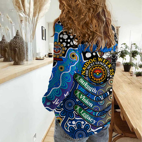 Personalised Cats AFL Celebrating 50 Years of Naidoc Women Casual Shirt NAIDOC Week 2025 Aboriginal