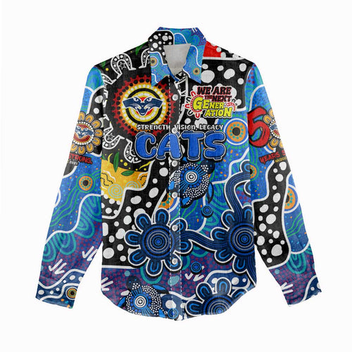 Personalised Cats AFL Celebrating 50 Years of Naidoc Women Casual Shirt NAIDOC Week 2025 Aboriginal