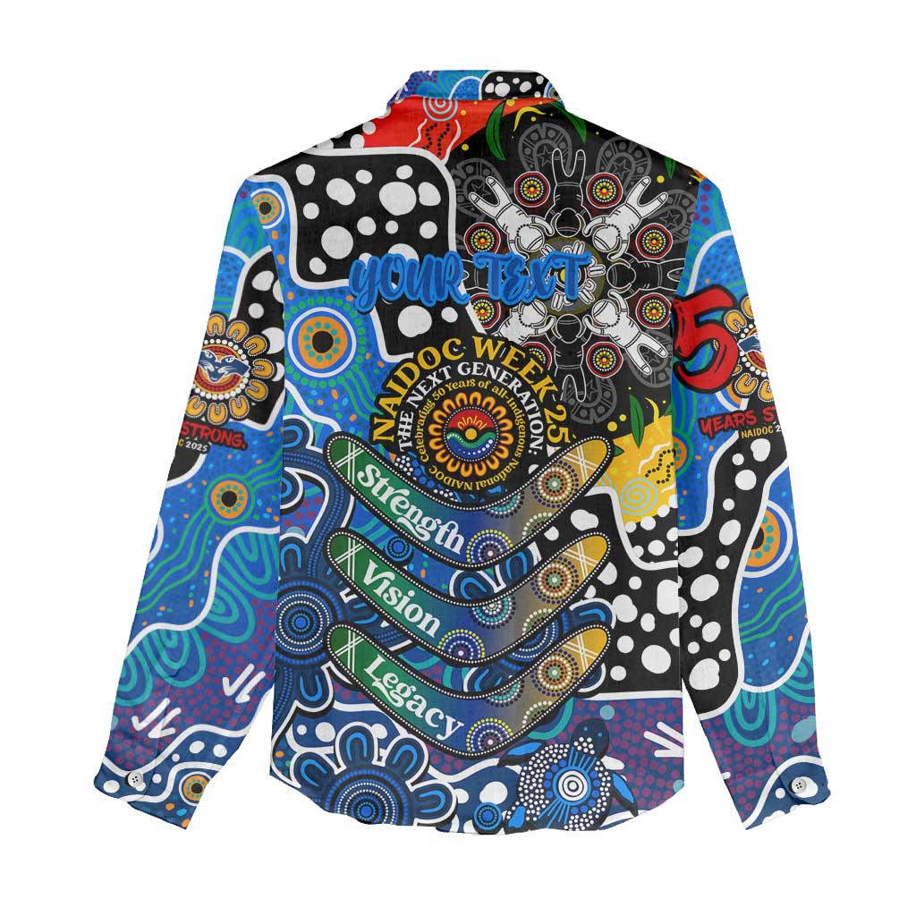 Personalised Cats AFL Celebrating 50 Years of Naidoc Women Casual Shirt NAIDOC Week 2025 Aboriginal