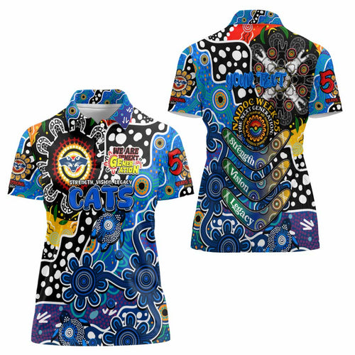 Personalised Cats AFL Celebrating 50 Years of Naidoc Women Polo Shirt NAIDOC Week 2025 Aboriginal