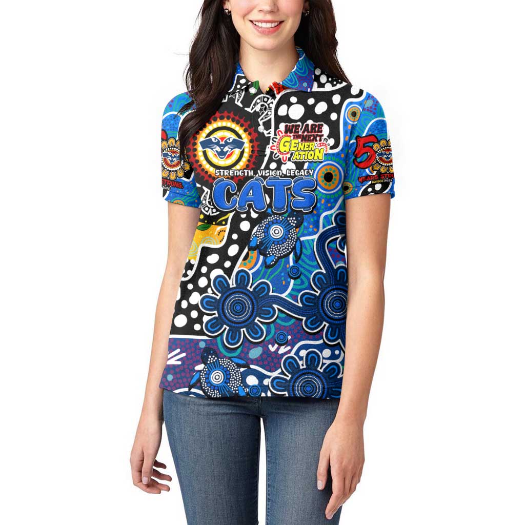 Personalised Cats AFL Celebrating 50 Years of Naidoc Women Polo Shirt NAIDOC Week 2025 Aboriginal