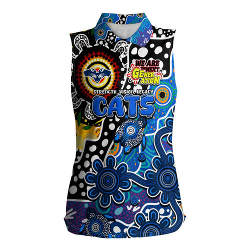 Personalised Cats AFL Celebrating 50 Years of Naidoc Women Sleeveless Polo Shirt NAIDOC Week 2025 Aboriginal