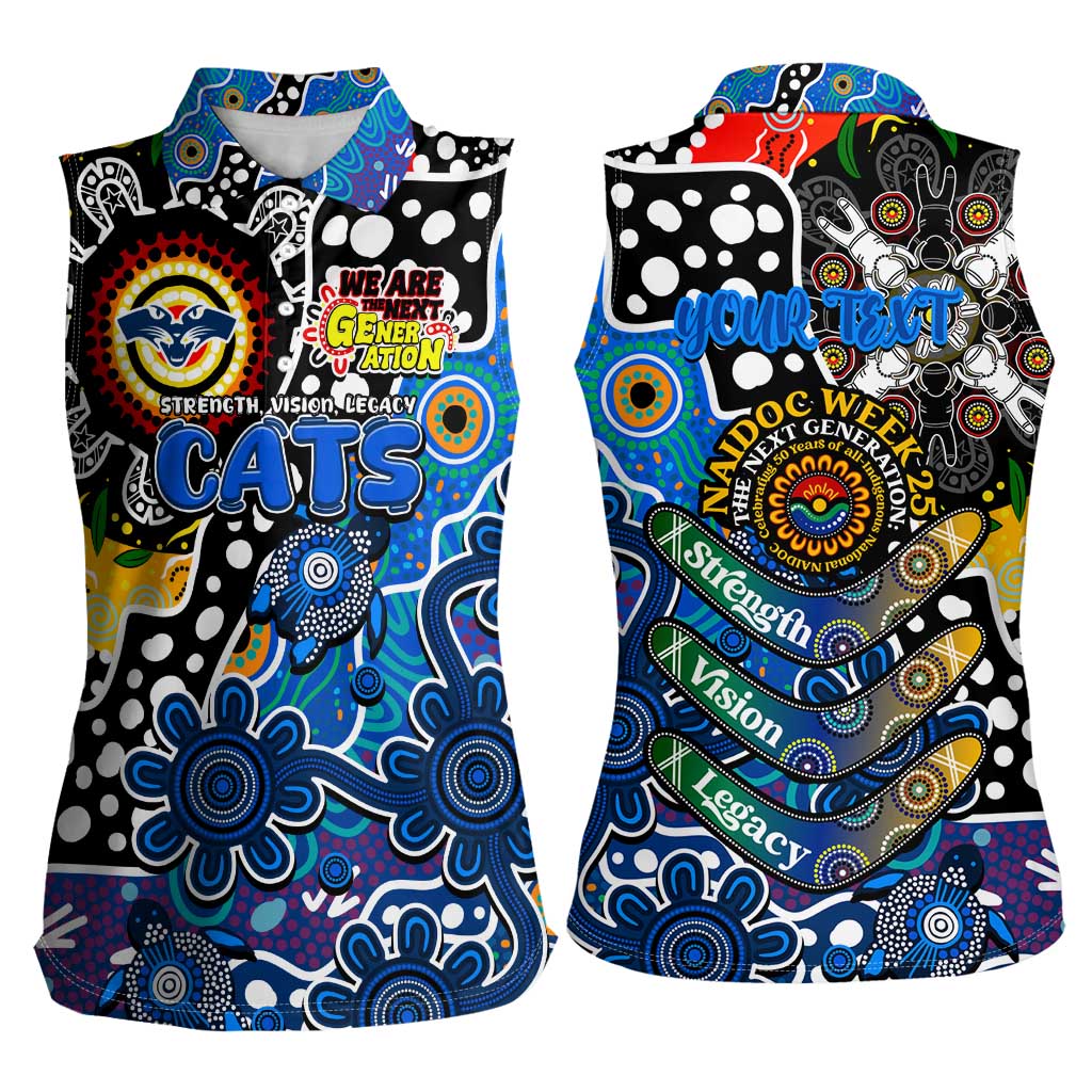Personalised Cats AFL Celebrating 50 Years of Naidoc Women Sleeveless Polo Shirt NAIDOC Week 2025 Aboriginal